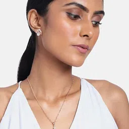 I Jewels Rose Gold-Plated AD Studded Jewellery Set image 1