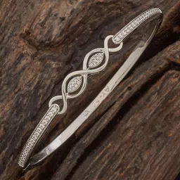 Kushal's Fashion Jewellery White Rhodium-Plated Party Zircon Kada Bangle-picture-17