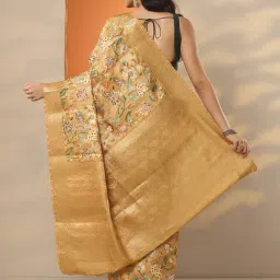 Libas Mustard Regular Fit Floral Print Saree With Unstitched Blouse image 2