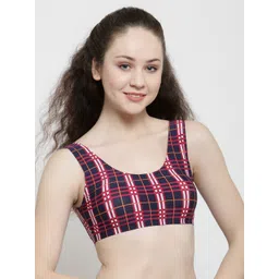 Friskers Navy Blue & Red Printed Non-Wired Lightly Padded Sports Bra O-B01-05 image 4