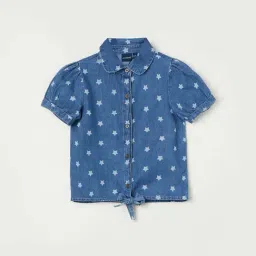 Juniors by Lifestyle Blue Cotton Printed Top-picture-36