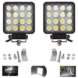 AllExtreme EX16FW2P 16 LED Fog Light Waterproof Square Led Flood Lamp Offroad Driving Work Light for Bikes Cars and Motorcycle (48W, White Light, 2 PCS)-picture-12