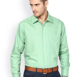 Shaftesbury London Green Standard Fit Formal Shirt-image-35