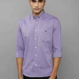 Louis Philippe Sport Purple Cotton Slim Fit Texture Shirt-image-3