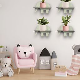 OLIVE TREE Black & Cream 4 Pieces Olive Tree Planter Stand Wall Shelves-picture-26