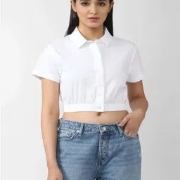 Forever 21 White Cotton Crop Shirt-picture-29