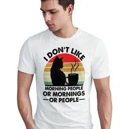 Seekbuylove Men Bio Finish Funny Cat Lover Round Neck Pure Cotton T-shirt image 4