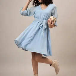 The Roadster Lifestyle Co Women V-Neck Above Knee Dress-image-1