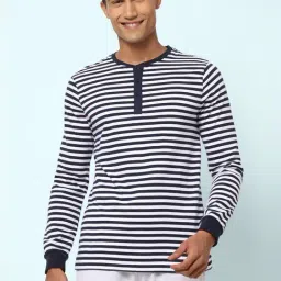 Ajile by Pantaloons Navy Cotton Slim Fit Striped Lounge T-Shirt-picture-38