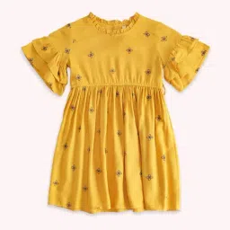 Pantaloons Junior Yellow Printed Dress-picture-14