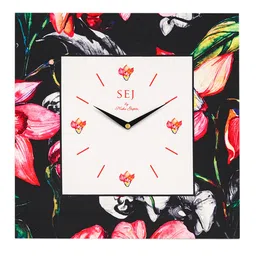SEJ by Nisha Gupta Off-White Square Printed 36 cm Analogue Wall Clock with Wall Art image 2