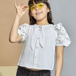 Peppermint Girls Puff Sleeves Regular Crop Top-picture-28