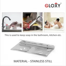 GLOXY Silver-Toned Pack of 2 Solid Stainless Steel Double Soap Holder image 2
