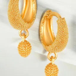 SHREE KRISHNA SHOPPING Women Gold Plated Hoop Earrings-picture-0