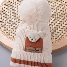 Babyhug Woolen Cap With Pom Pom Beige - Diameter 12.5 cm-picture-12