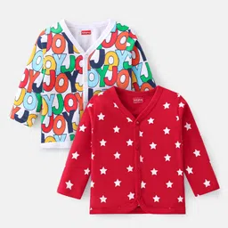 Babyhug 100% Cotton Interlock Knit Full Sleeves Vests Star Print Pack of 2 - Red-image-17