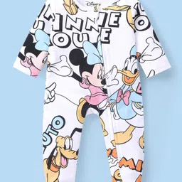 Babyhug Disney Cotton Full Sleeves Sleepsuit With Minnie Mouse Print - White-picture-40