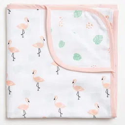 Aariro Organic Cotton Reversible Muslin Blanket Tropical Flamingo-image-40