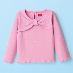 Babyhug 100% Cotton Knit Full Sleeves Top with Polka Dot Print - Pink-picture-35