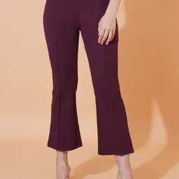 SZN Women Flared Non Iron High-Rise Bootcut Trousers image 1