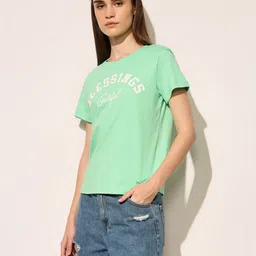 ONLY Women Typography Printed Raw Edge T-shirt image 5