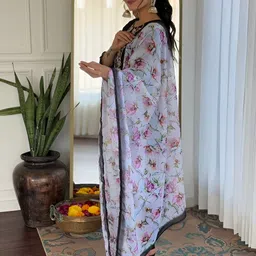 S.K.C Women Floral Embroidered Kurta with Trousers & Dupatta image 5