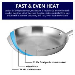 Inalsa Cookware Platinum Triply Fry Induction Friendly Small Pan 2 L - Silver image 2