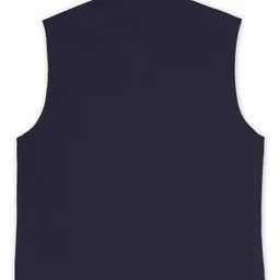 CAVIO Sleeveless Solid Nehru Jacket - Navy Blue image 3