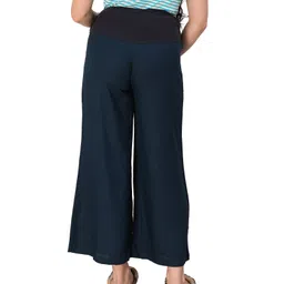 Mama & Bebe Soft Rayon Woven Solid Maternity Palazzo - Rust Blue image 3