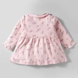 Zero Sinker Knit Full Sleeves Co-ords Night Suit With Floral Print - Baby Pink image 3