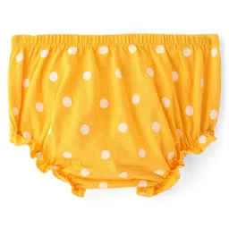 Babyhug Single Jersey Knit Half Sleeves Frock With Bloomer Polka Dot Print - Yellow image 5