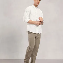 Nautica Slim Fit Windowpane Checked Cotton Linen Casual Shirt image 3