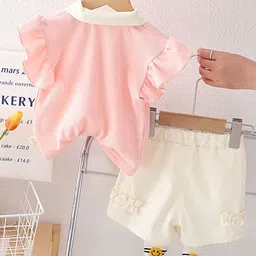 INCLUD Girls Self Design Short Sleeves T-shirt With Shorts image 4