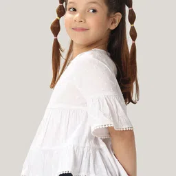 One Friday Girls Stretchable Cotton Dobby round Neck Tiered Top image 5