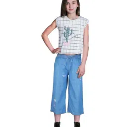 Gini & Jony Kids Blue Cotton Printed Culottes-picture-28