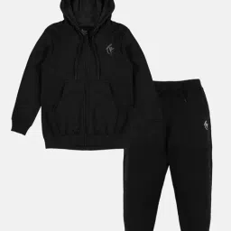 Kiddopanti Kids Jet Black Solid Full Sleeves Sweatshirt with Trackpants-picture-21