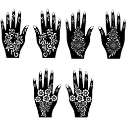 VOORKOMS Set Of 3 Floral Mehndi Stencil Sticker image 2