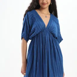 HERE&NOW Women Plunge Neck Midi Empire Dress-picture-27