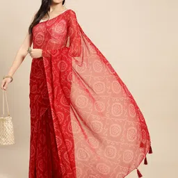 Rani Saahiba Red Bandhani Saree image 2