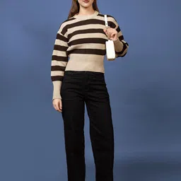 Chemistry Women Striped Woollen Pullover image 4