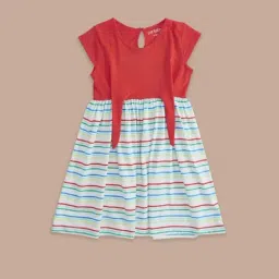 Pantaloons Junior Red Cotton Striped Dress-picture-28