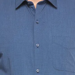 Peter England Men Blue Slim Fit Solid Formal Shirt image 5