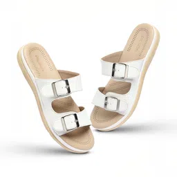 PICSON Women Textured Open Toe Flats with Buckles-image-9