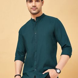 BYFORD by Pantaloons Men Mandarin Collar Solid Cotton Slim Fit Casual Shirt-picture-44