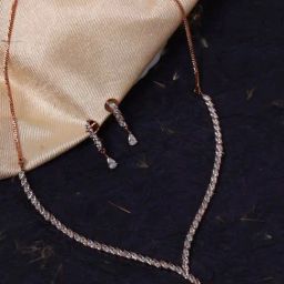 Aatmana American Diamond Rose Gold-Plated Necklace Set-picture-22
