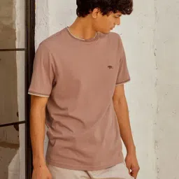 ANDAMEN Brown Regular Fit Crew T-Shirt-image-11