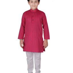 Pro-Ethic Style Developer Kids Pink & White Printed Full Sleeves Kurta with Pyjamas-picture-47