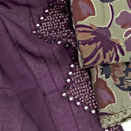 ASISA Floral Embroidered Zari Unstitched Dress Material image 2