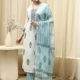 Biba Floral Printed Pure Cotton Unstitched Dress Material image 4