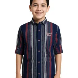Cavio Boys Maroon Cotton Striped Shirt-picture-16